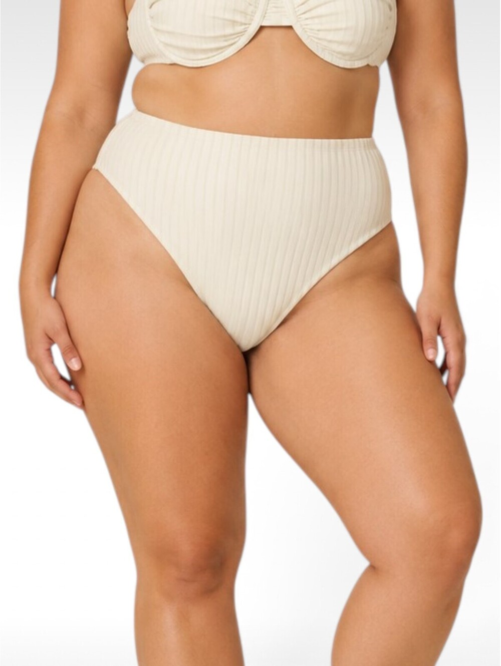 Cleobella XL Black Rib Kimber High Waisted Bikini Bottoms Swim NWT (Flaw)